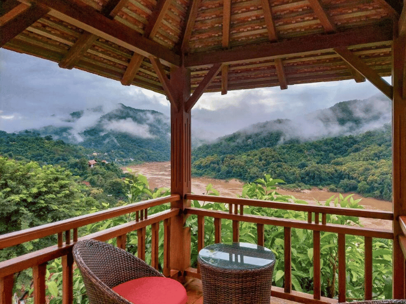 Ausblick vom Hotel in Pak Beng Laos