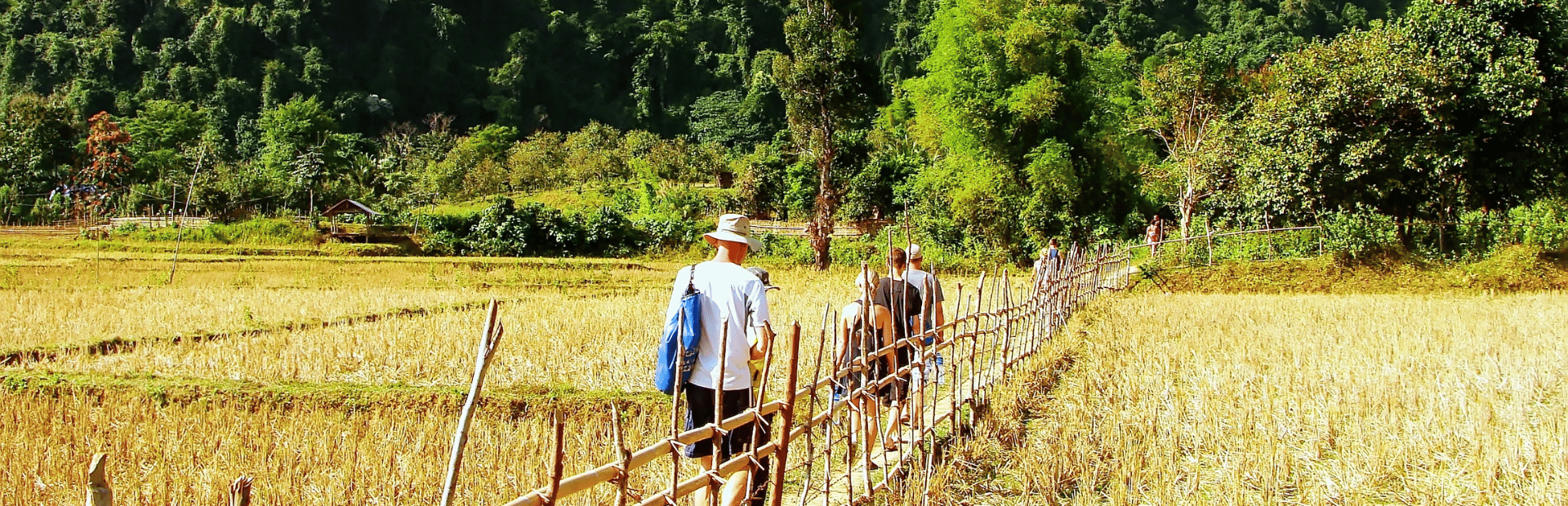 Touristen beim Trekking in Laos