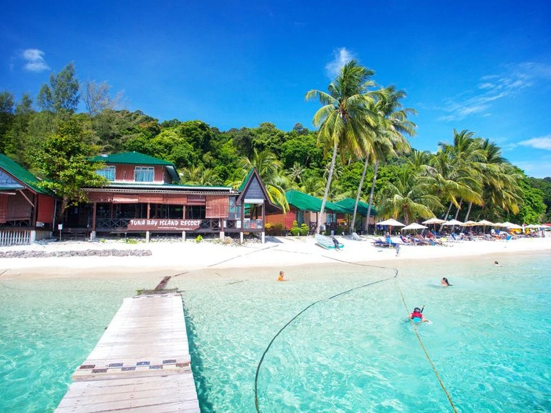 Blick auf ein Resort auf Perhentian, Malaysia