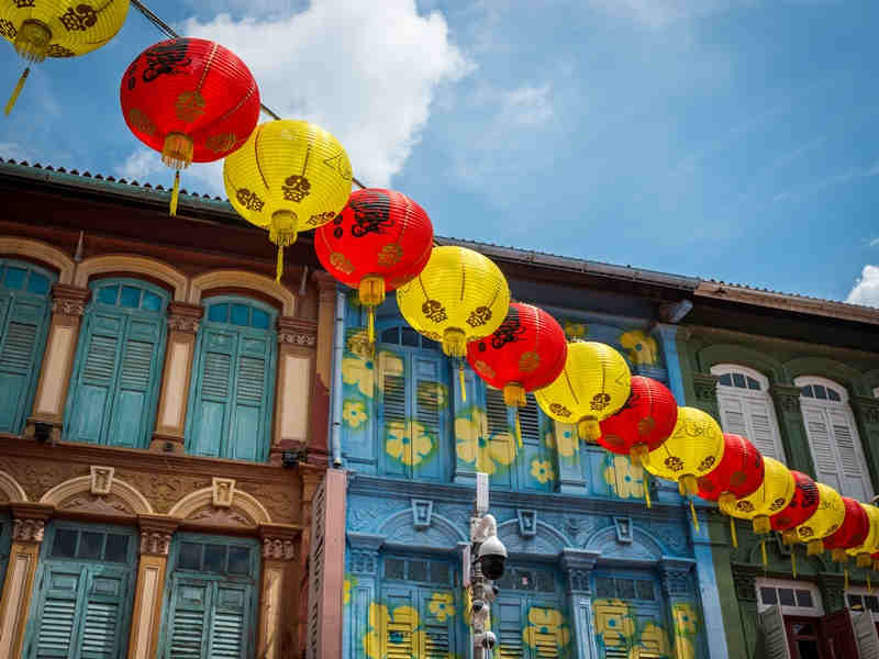 Bunte Lampions in Chinatown in Singapur