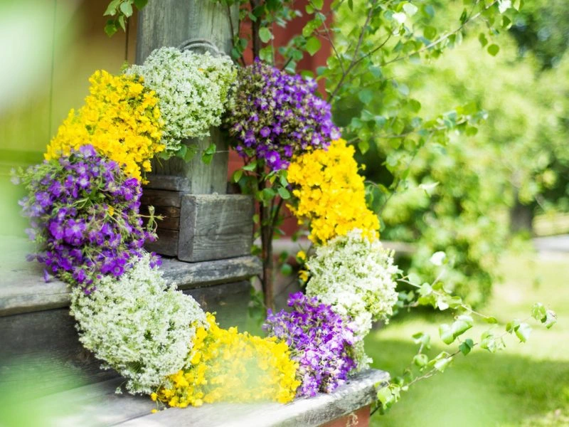 Blumenkranz für Mittsommer in Schweden, Skandinavien