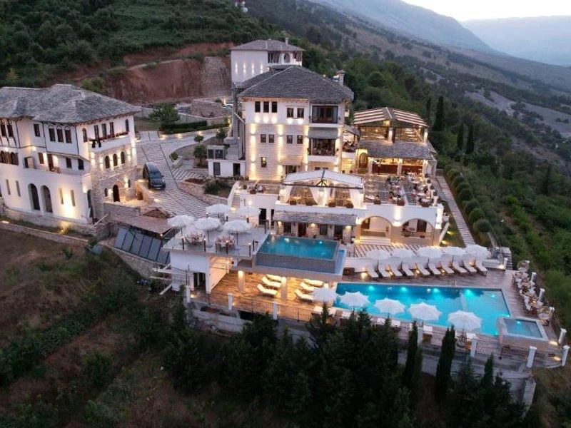 Vogelperspektive von Gjirokastra Albanien