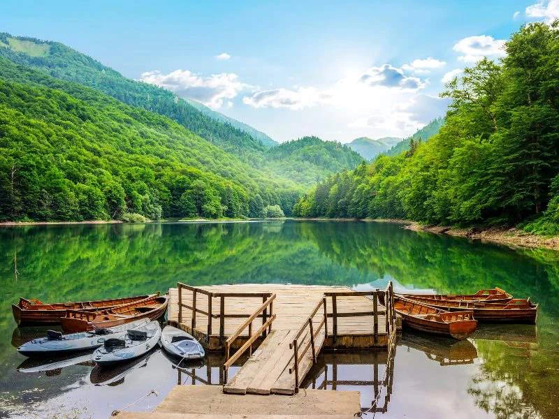 Blick auf See im Biogradska Nationalpark in Montenegro