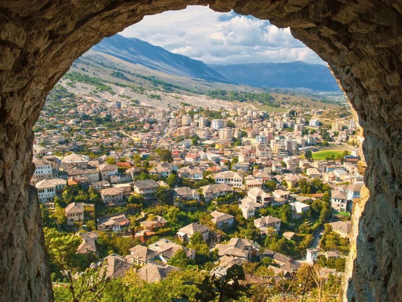 Ausblick auf Gjirokastra