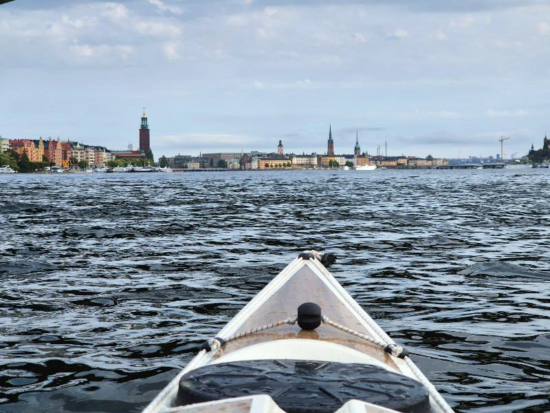 Blick auf Stockholm vom Kajak aus, Schweden