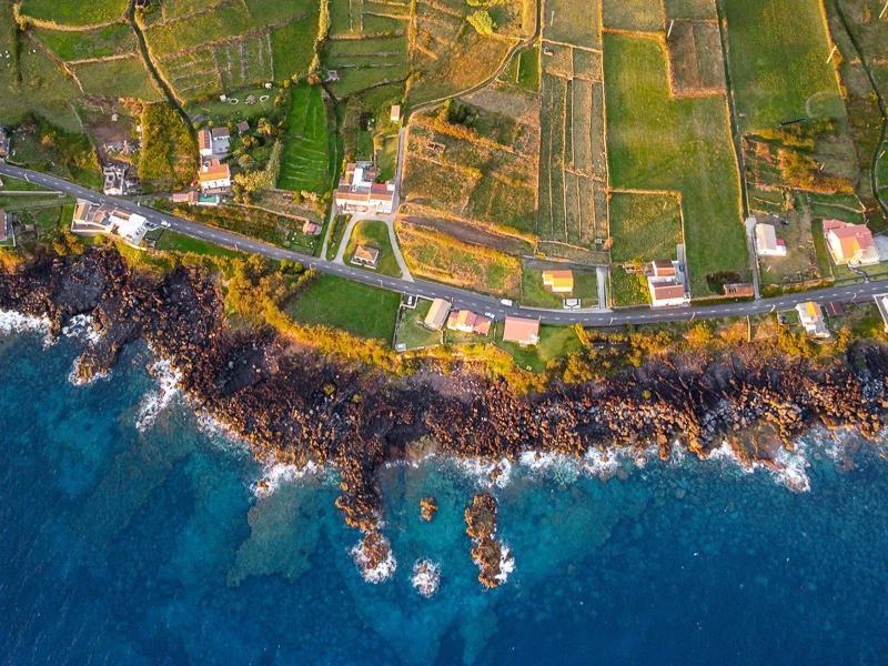 Insel Graciosa auf den Azoren aus der Luft