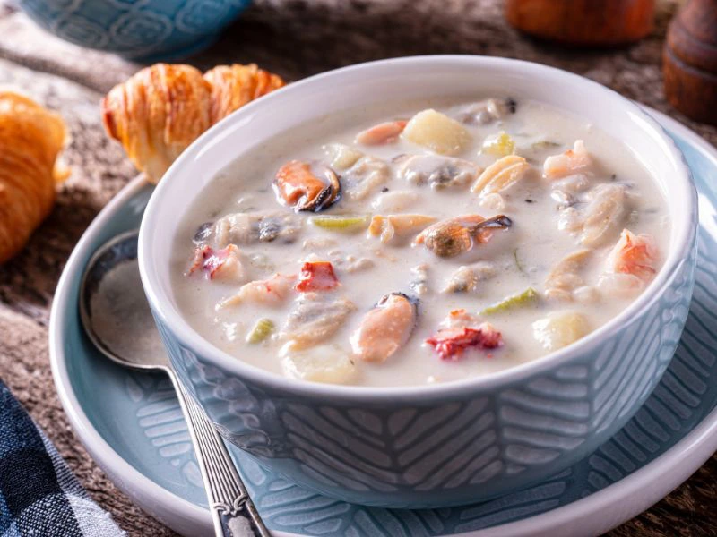 Tasse mit Clam Chowder