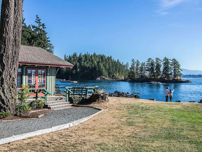 Ausblick von der Lodge auf Quadra Island, Kanada