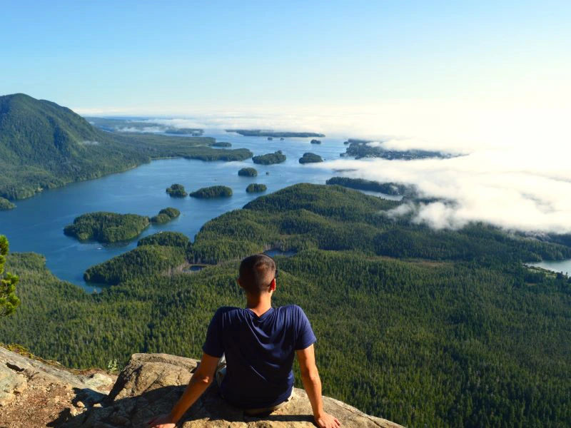 Blick auf Pacific Rim von oben, Vancouver Island, Kanada