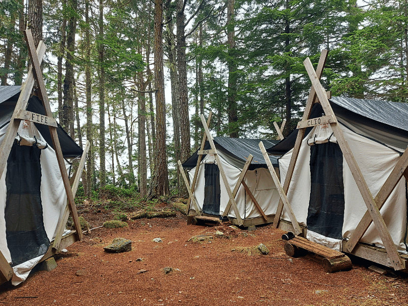 Zeltcamp auf Hanson Island in Kanada