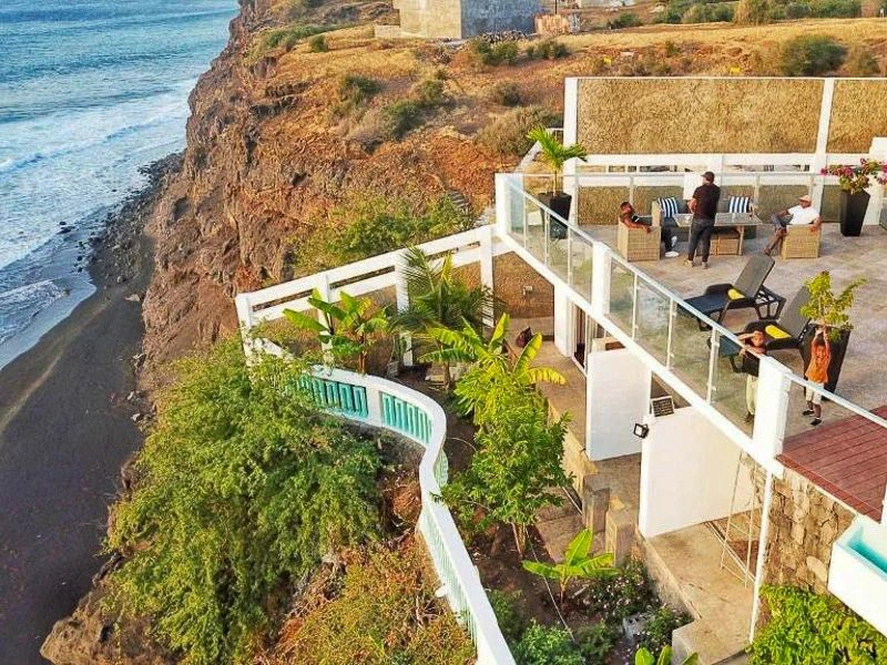 Kapverden Rundreise Unterkunft Fogo Hotel Sao Filipe Terrasse