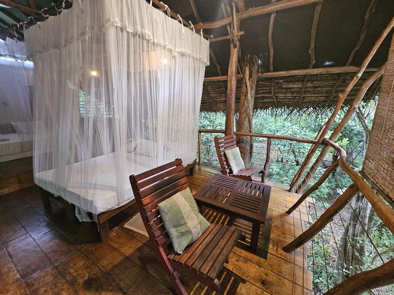 Zimmer in der Baumhaus-Unterkunft bei Sigiriya in Sri Lanka