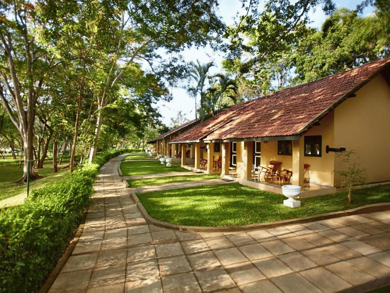 Bungalows im Garten im Hotel in Habarana, Sri Lanka