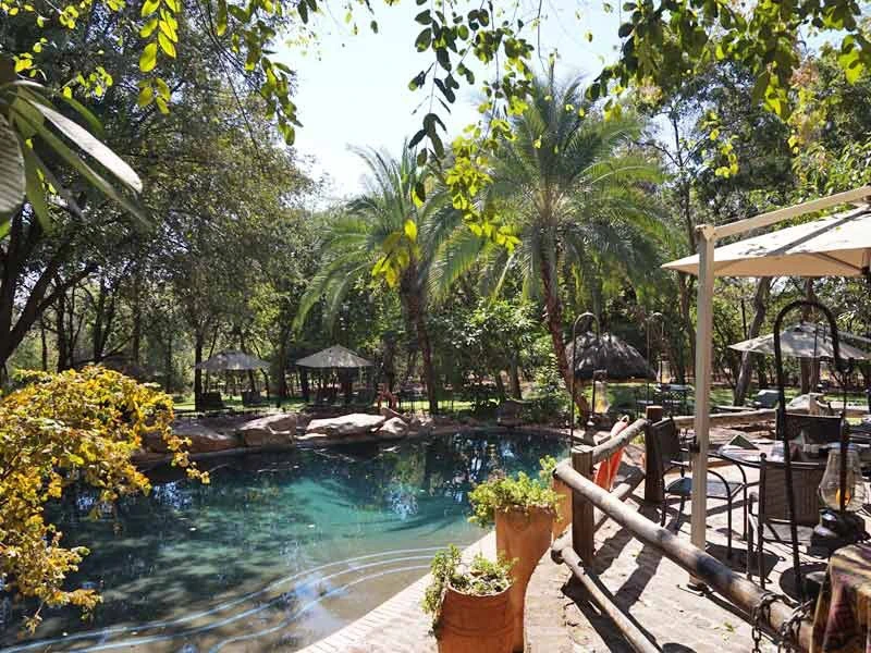 Simbabwe Familienreise Victoria Falls Unterkunft tropischer Poolbereich