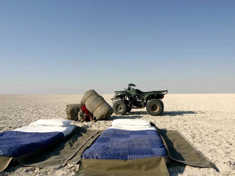 Quadtour mit Übernachtung in den Makgadikgadi Salzpfannen in Botswana