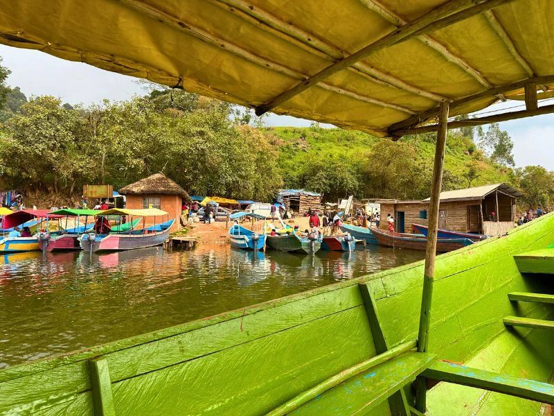 Oeganda-Lake-Bunyonyi Aussicht vom Boots