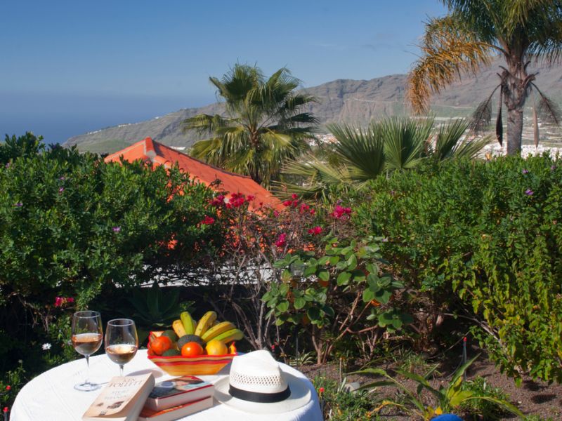 La Palma Breña Unterkunft Ausblick vom Frühstückstisch