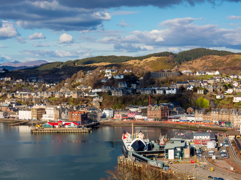 Schottland Ausblick über Oban Hafen