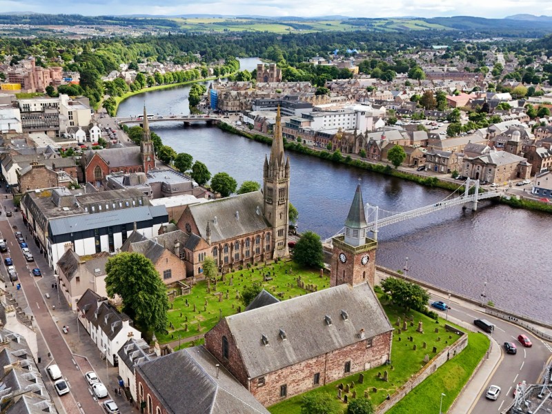 Schottland Inverness Luft Ansicht der Stadt