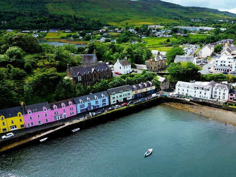 Schottland Luftaufnahme von Bunten Häusern