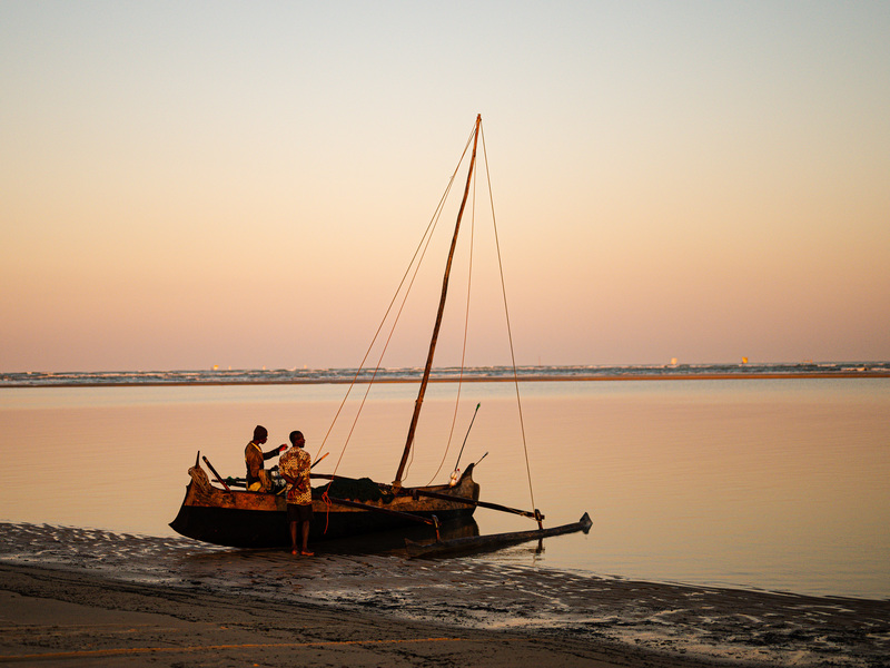 Madagaskar-Morondava Boot Sonnenuntergang
