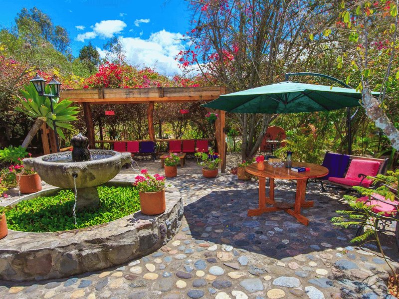 Garten der Unterkunft bei Ibarra, Ecuador