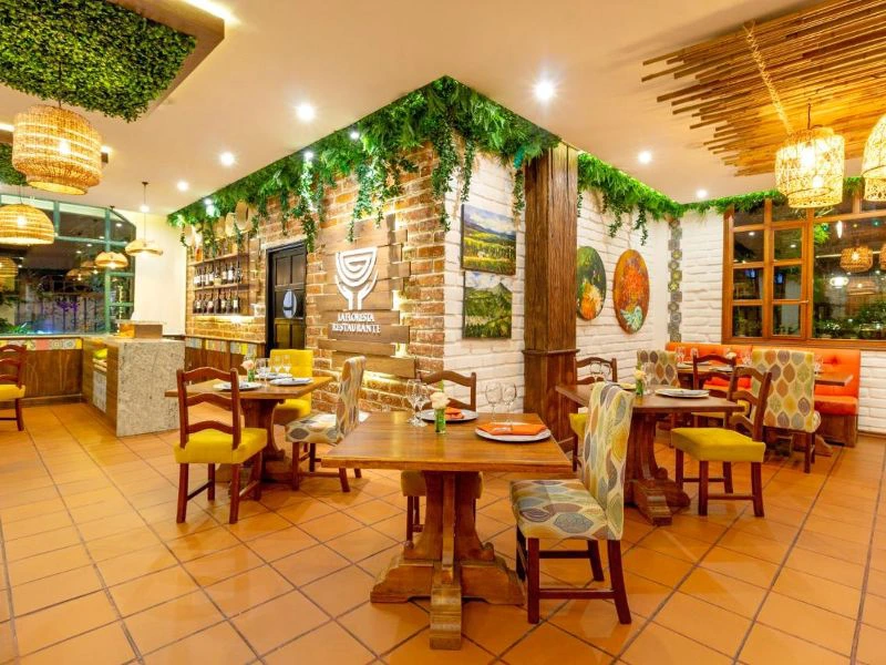 Frühstücksraum der Unterkunft in Banos, Ecuador