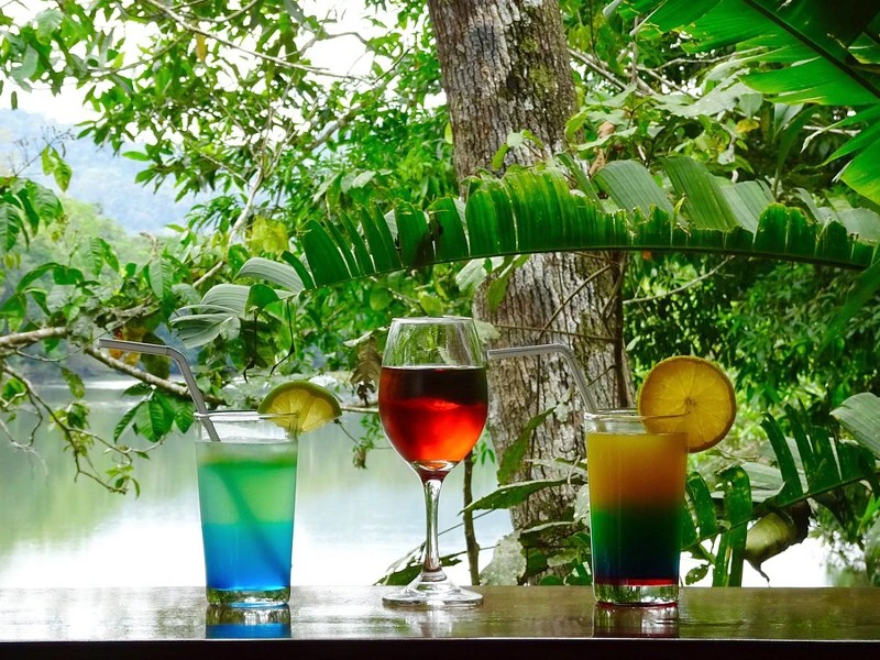 Gläser am Pool in Tena, Ecuador