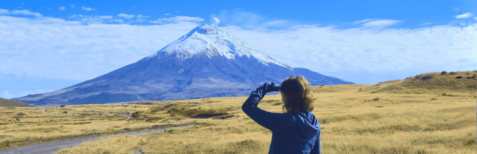 Reisende vor dem Cotopaxi