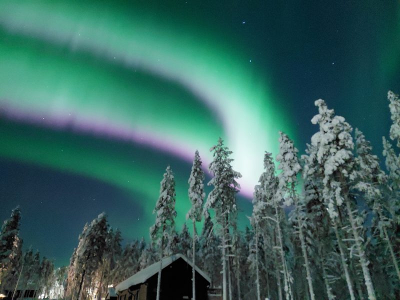 Polarlichter am Nachthimmel in Lappland
