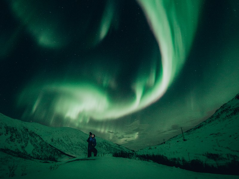 Nordlichter bei Schneewanderung
