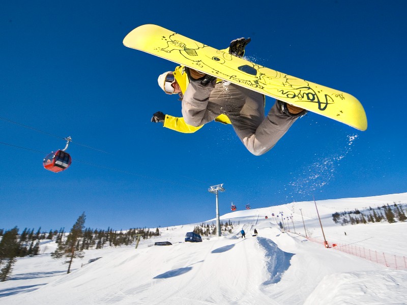 Snowboardfahrer, Lappland