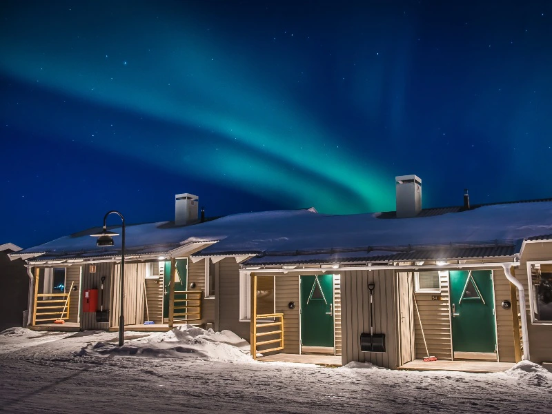 Unterkunft von außen in Kiruna, Lappland