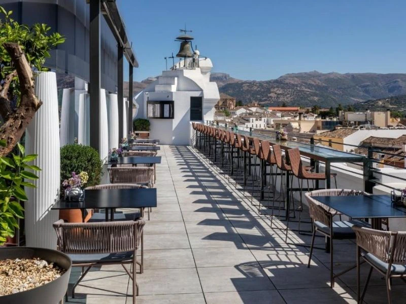 Blick auf die Terrasse der Unterkunft in Ronda, Spanien
