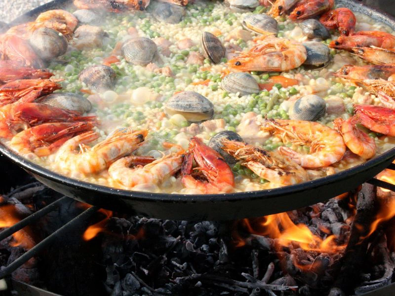 Paella Kochworkshop , ländliche Umgebung bei Malaga, Spanien