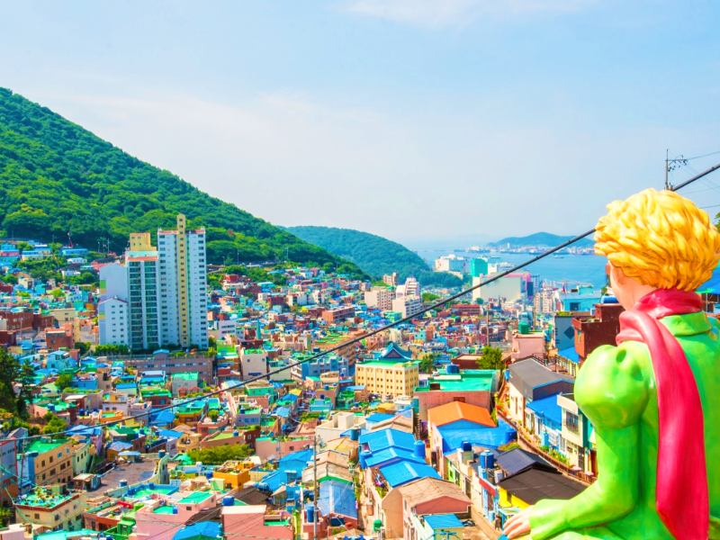 Bunter Häuser in Busan, Südkorea