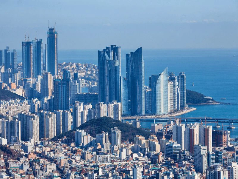 Blick auf die Hochhäuser in Busan, Südkorea