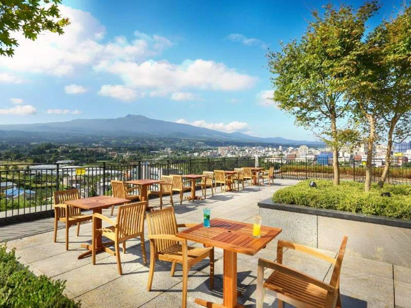 Außenbereich im Hotel auf Jeju, Südkorea