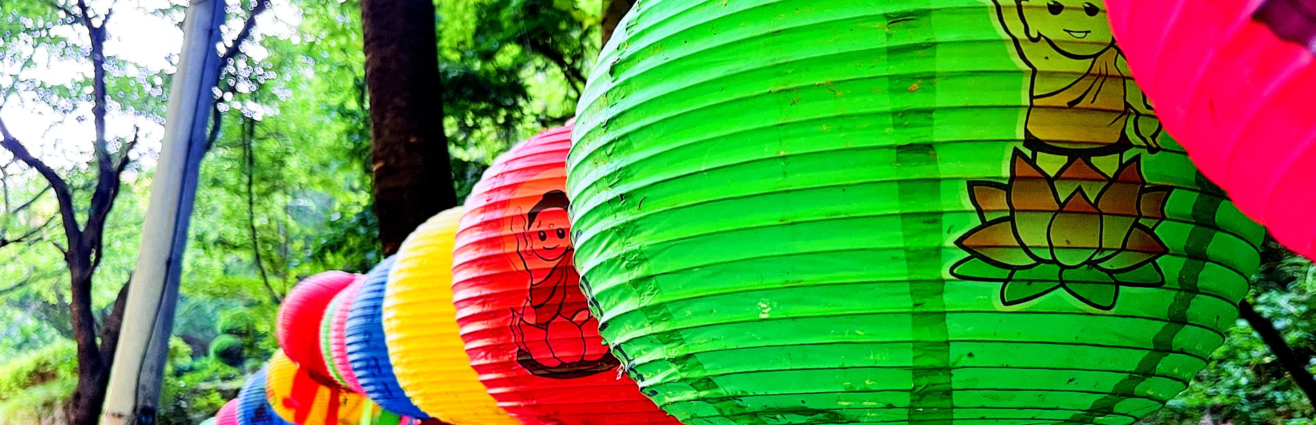 Bunte Lampions in einem Tempel in Südkorea